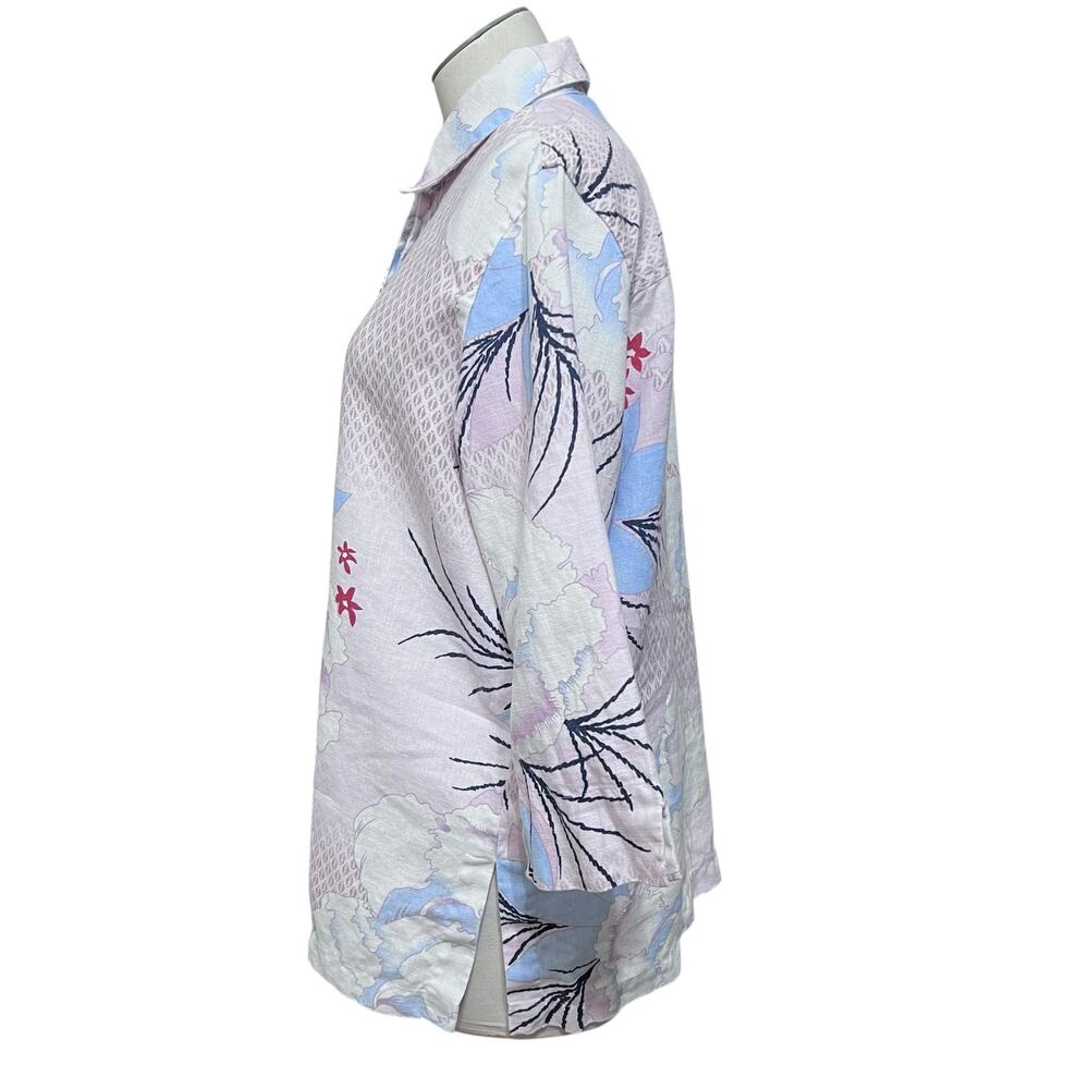 Vintage Linen Oriental Japanese Beach Vacation Outfit JPR Button Up Shirt Sz M - Picture 3 of 12